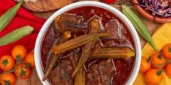 طرز تهیه خورش بامیه جنوبی ساده با طعم و رنگ عالی