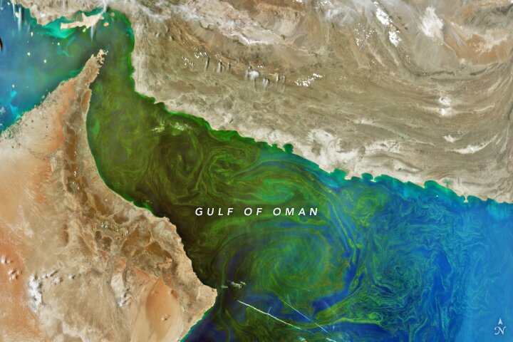 (تصویر) نمای رنگی ناسا از تنگه هرمز و دریای عمان